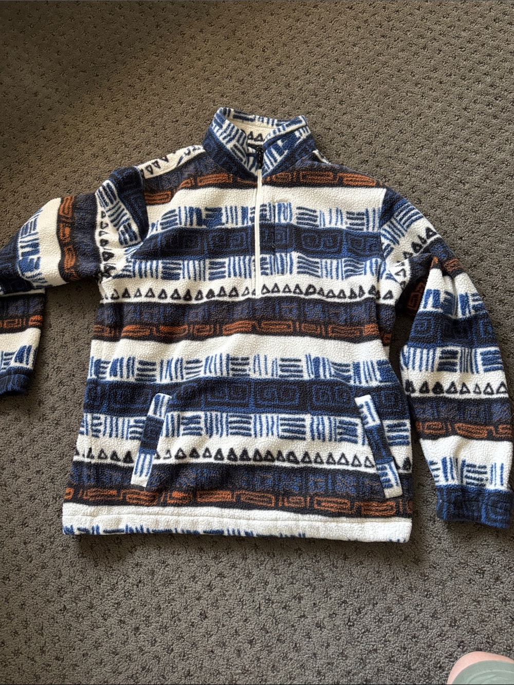 Billabong Blue, White & Brown Patterned Half-Zip Pullover